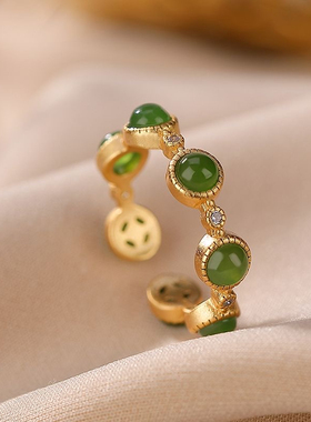 中国风绿色设计感戒指女款 优雅唯美汉服手饰女款 新中式搭配汉服