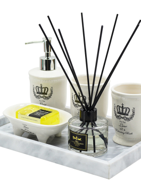 洗手间台面香薰蜡烛大理石托盘