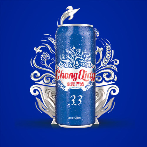 重庆啤酒33啤酒整箱装500ML*12罐*2件清爽解腻重庆味道 - 图0