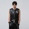 Reversible snake print punk zippered leather vest