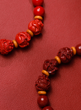 高含量朱砂紫金砂红砂手串十二生肖三合手链男女款龙年本命年礼物