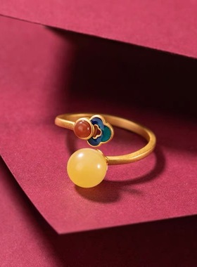 中国风祥云戒指女小众设计和田玉复古ins潮冷淡风高级感食指尾戒