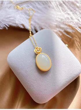 s925银椭圆形祥云项坠百搭复古文艺个性优雅简单小巧女吊坠项链