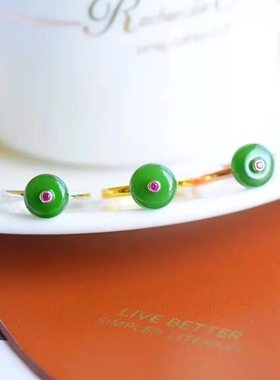 中国风蛋面戒指女小众设计和田玉复古ins潮冷淡风高级感食指尾戒