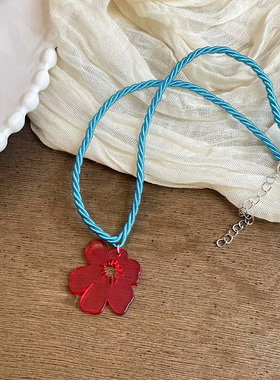 韩系小花朵多巴胺项链女