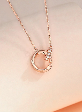 双环吊坠项链新款小众秋冬