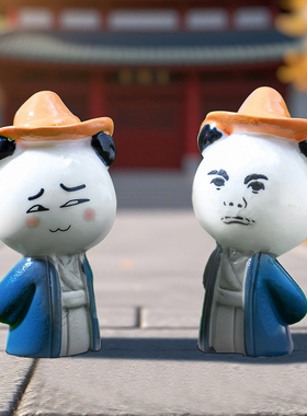 微景观树脂卡通熊猫表情桌面摆件