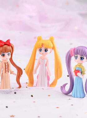 造景可爱风长头发美女蛋糕小饰品