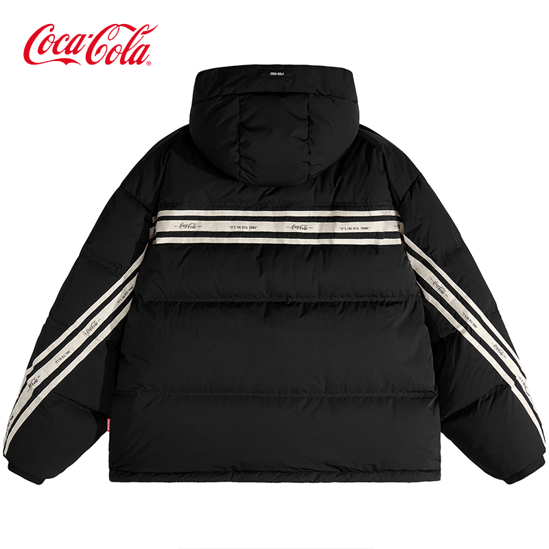 Coca-Cola可口可乐 90绒可拆卸帽保暖外套字母刺绣连帽羽绒服男女