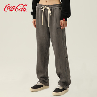 Coca-Cola/可口可乐麂皮绒Logo刺绣宽松裤