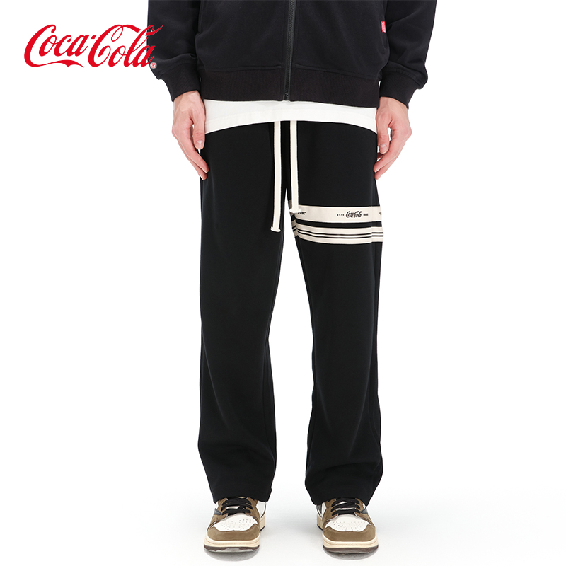 Coca-Cola/可口可乐 休闲裤男女卫裤直筒宽松针织运动长裤