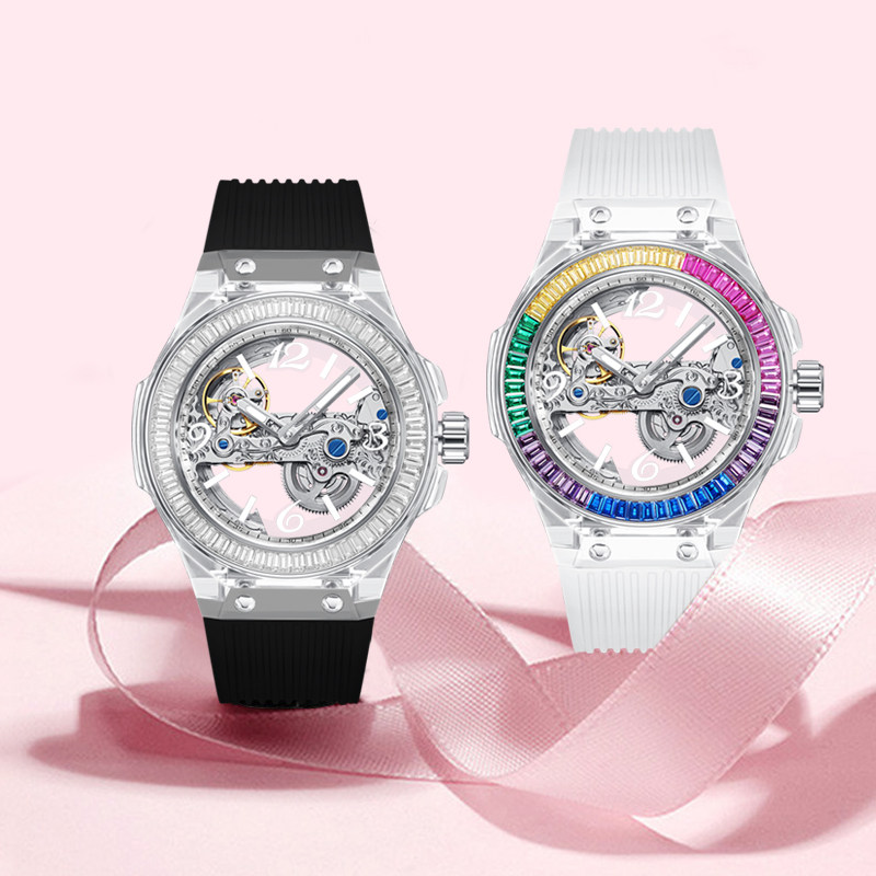 衡宝罗透明镂空全自动机械女手表 hanboro手表国产腕表