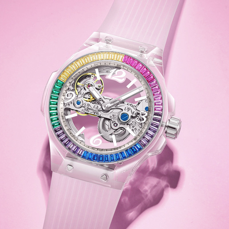 hanboro衡宝罗透明镂空全机械表 hanboro手表国产腕表