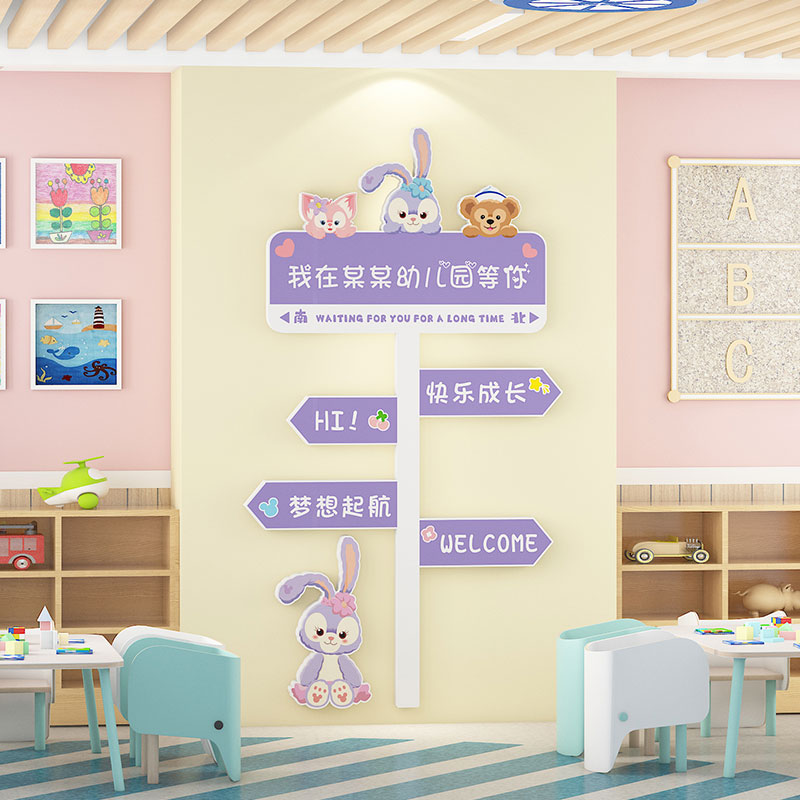 幼儿园墙面装饰楼梯拐角走廊道环创主题墙成品开学季高端文化墙贴