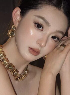 超闪公主水滴水钻项链耳环套装女轻奢小众高级感夸张新娘礼服配饰