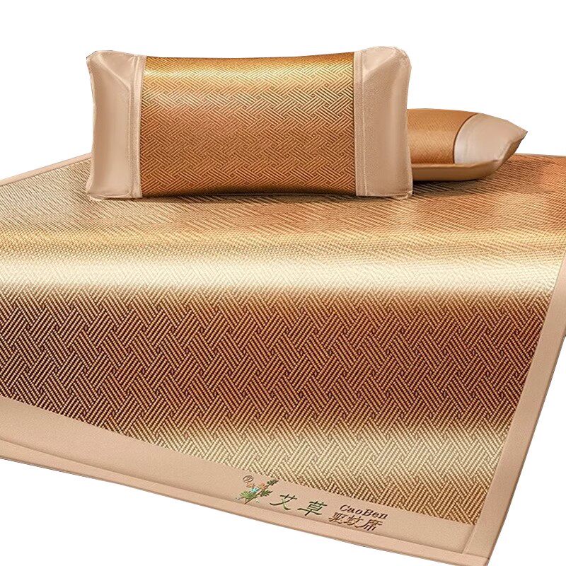 纯天然双面凉席正反两用加厚艾草驱蚊藤席夏天2024新款冰丝可折叠