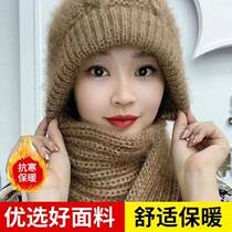 Hat Lady Autumn Winter Hat Scarf INTEGRATED PINE SUEDE BLIZZARD CAP ADDED FLUFF WIRE CAP WITH VELVET PROTECTIVE EAR KNIT HAT