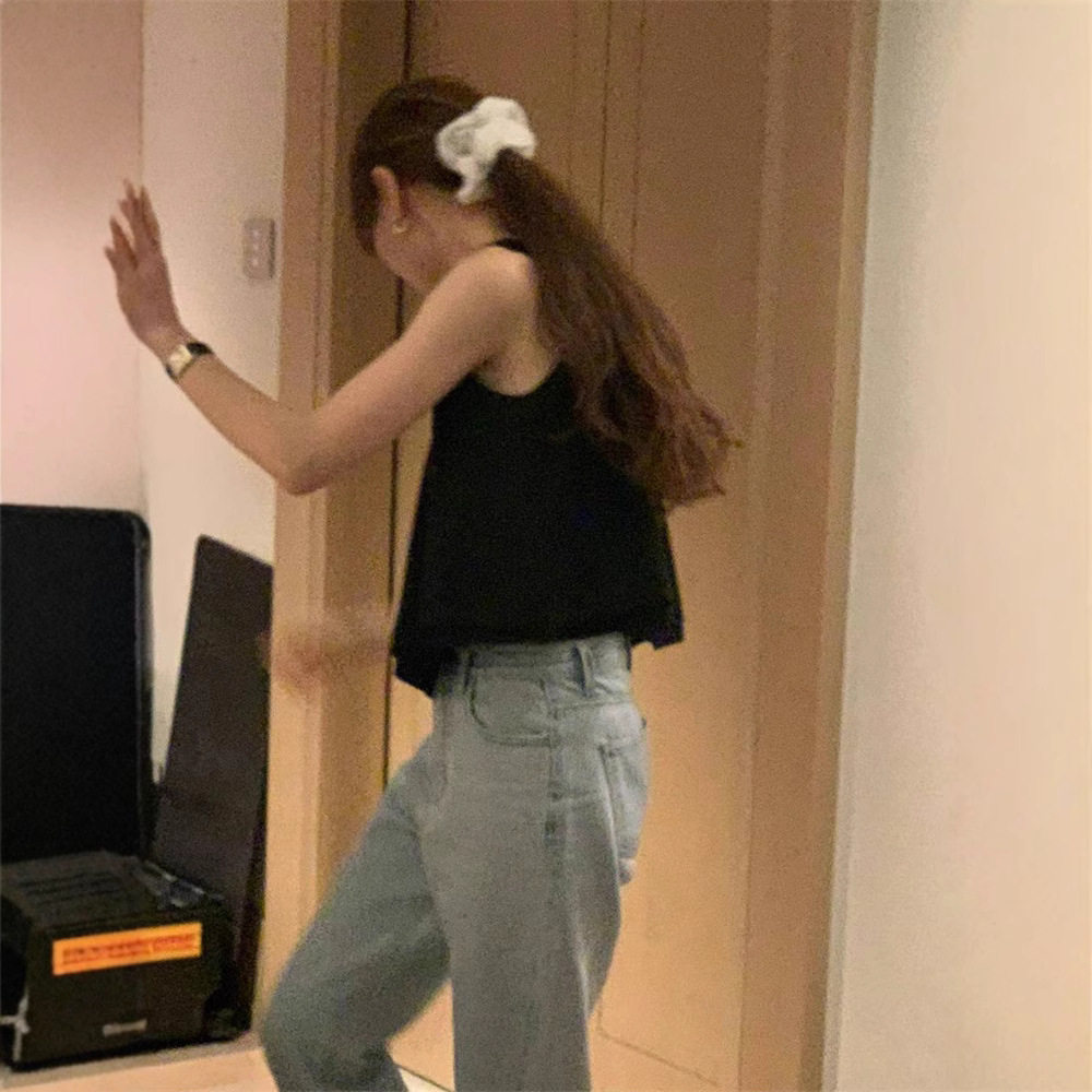 ounce现H25夏韩国东大门简约纯色设计感木耳肩带方领无袖上衣背心,淘宝优惠券,粉丝福利购,淘宝优惠卷