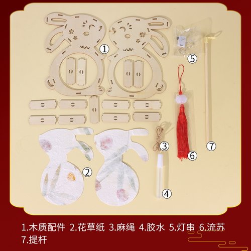 花草纸灯笼手工diy材料包非遗古风宫灯手提发光花灯母亲节 - 图2