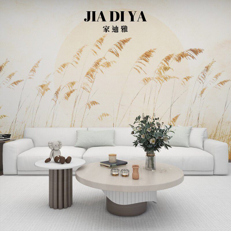 美式黄昏落日芦苇意境装饰壁画简约现代客厅沙发卧室电视背景墙纸 - 图2