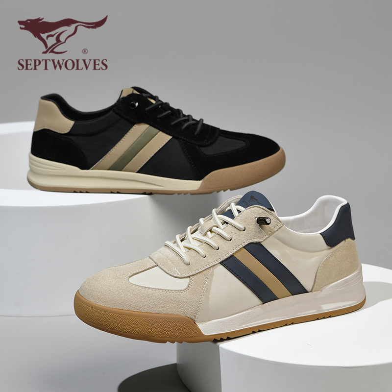 七匹狼男鞋防滑耐磨德训鞋2025新款秋季复古百搭低帮运动休闲鞋W - 图2