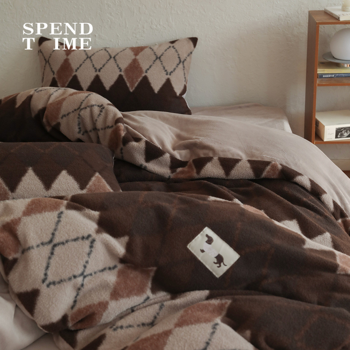 花时间生活冬季北欧仿羊毛绒高克重加厚保暖蓄热床上用品四件套,淘宝优惠券,粉丝福利购,淘宝优惠卷