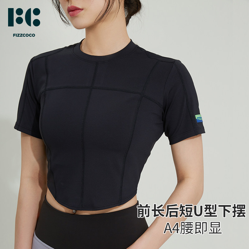 FIZZCOCO小高领运动短袖显瘦健身服