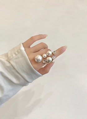 女镶钻开口几何不规则食指个性戒指