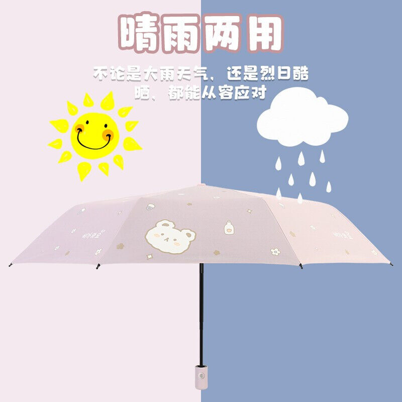 新款柒象全自动雨伞女折叠晴雨两用伞可爱卡通ins自动伞遮阳防晒 - 图2