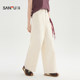 Sanfu Casual Pants 2026 Summer Side Beaded Button Waist Straight Pants Women's 521094
