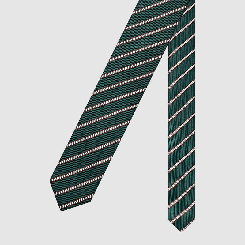 男士领带男高级感时尚墨绿棕色双条纹休闲年轻衬衫女装饰学院风潮,淘宝优惠券,粉丝福利购,淘宝优惠卷