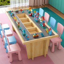 Solid wood building block table mall with versatile children Lebaby high boy assembled puzzle toy game big number