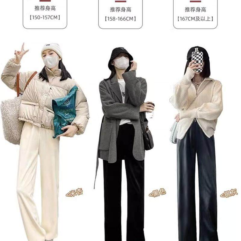 雪尼尔阔腿裤女裤秋冬季加绒加厚棉裤2025新款白色灯芯绒直筒裤子 - 图2