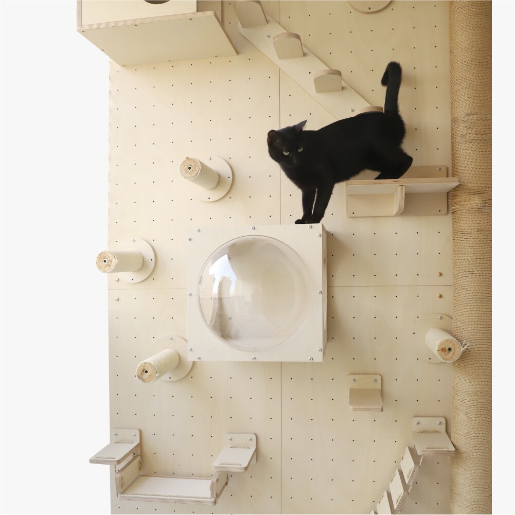 PurrKnave朋内定制实木猫爬架墙壁式阳台洞洞板猫墙太空舱猫跳台,淘宝优惠券,粉丝福利购,淘宝优惠卷