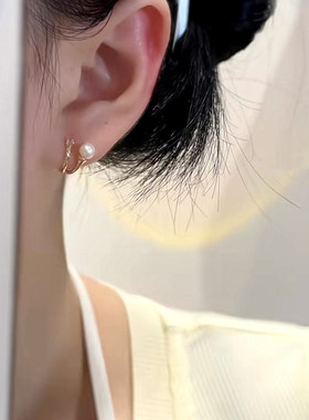 法式珍珠镶钻珍珠耳饰女夏季耳钉女2026年新款爆款小众设计高级感