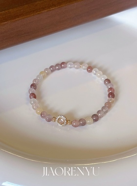 鲛人语/芋泥波波 原创天然紫罗兰石水沫玉手链秋冬金丝玉高级手串