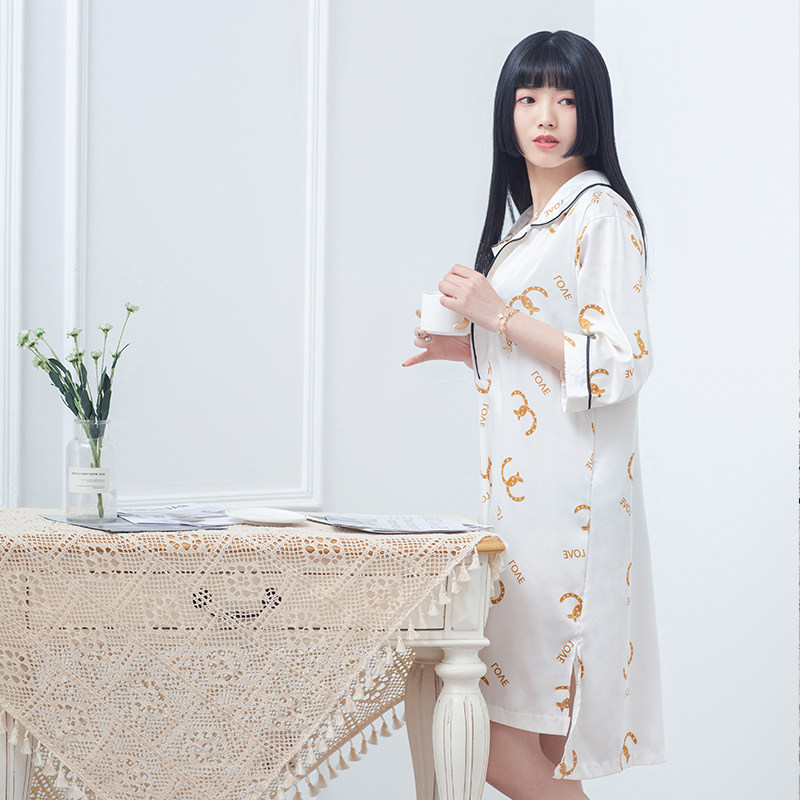 春欲春秋款新款网红仿真丝睡裙 春欲睡衣/家居服套装