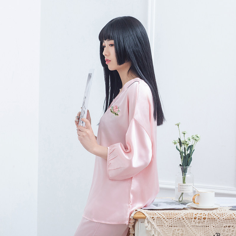 春欲春秋款新款网红仿真丝睡裙 春欲睡衣/家居服套装