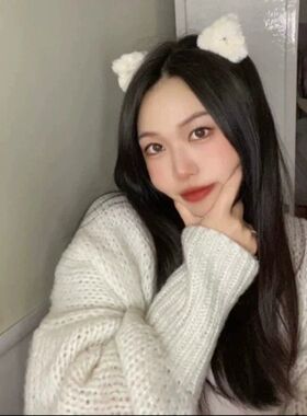 黑色猫耳朵毛绒发夹小号毛毛抓夹女秋冬2025新款可爱夹子发饰头饰