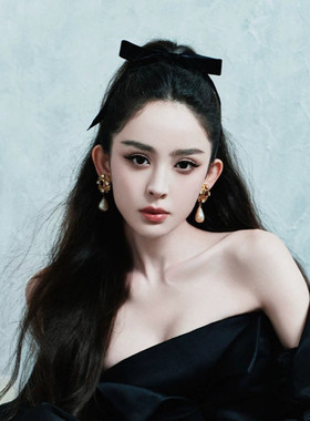 古力娜扎同款黑色丝绒蝴蝶结头饰发夹女2025新款夏季飘带发饰发圈