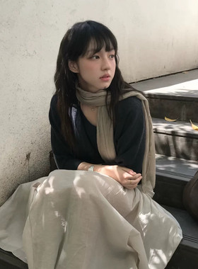氛围感薄款长条丝巾系脖高级感纱巾女款2026新款秋冬轻薄围巾披肩
