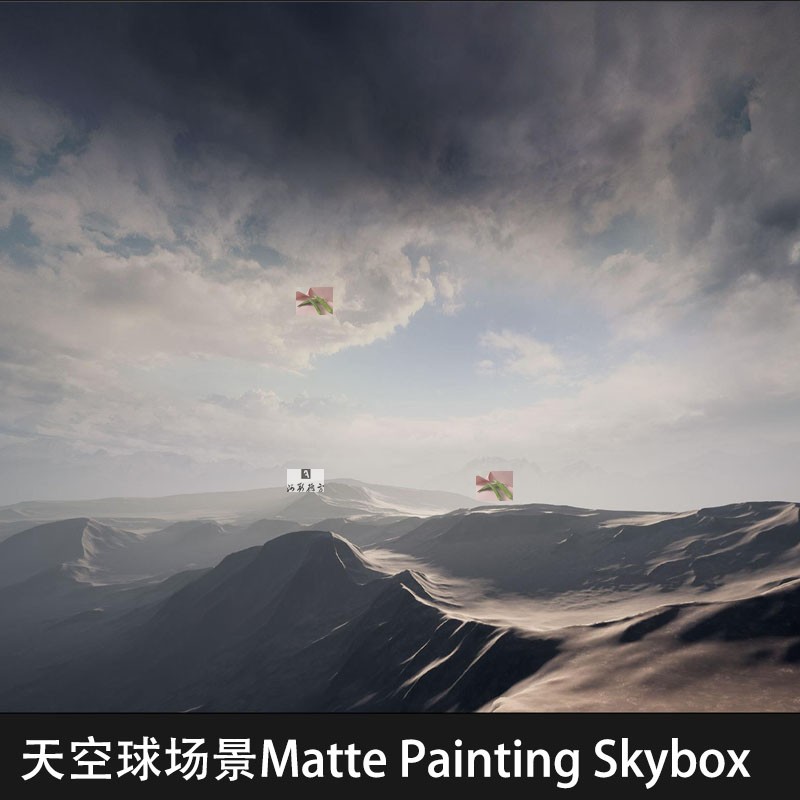 UE4/UE5天空球体积云场景带环境灯光Matte Painting Skybox Pack-图3