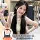 Wig ponytail braids for women's long hair natural simulation strap straight hair double ponytail wigs can tie low ponytail