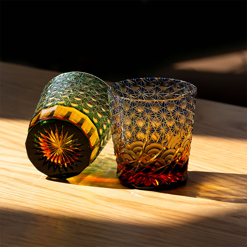 日本山田硝子江户切子水晶玻璃杯威士忌酒杯日式手工雕刻洛克杯 - 图0