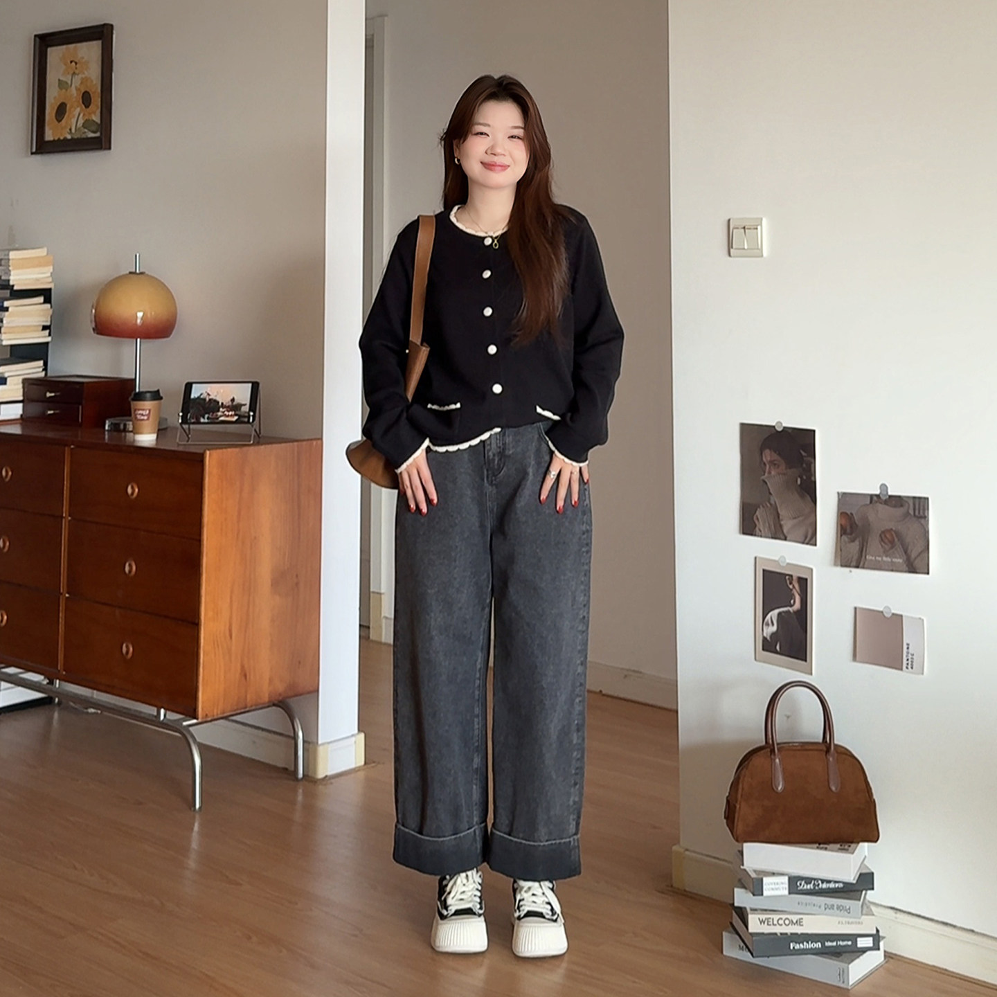 微胖的喵喵大码女装胖mm秋冬圆领小香风毛衣时尚百搭针织开衫3195,淘宝优惠券,粉丝福利购,淘宝优惠卷