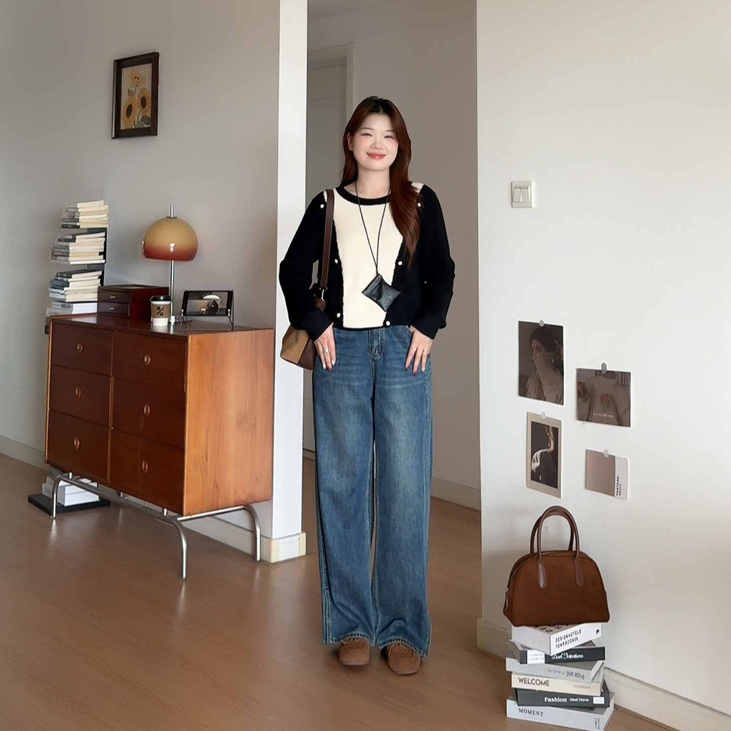 微胖的喵喵大码女装胖mm秋季穿搭2025气质钩花撞色长袖针织衫3192,淘宝优惠券,粉丝福利购,淘宝优惠卷