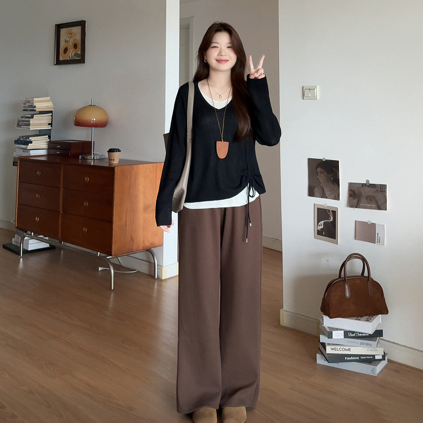 微胖的喵喵梨形报恩裤大码胖mm冬装厚款加绒裤遮胯阔腿裤子女0756,淘宝优惠券,粉丝福利购,淘宝优惠卷