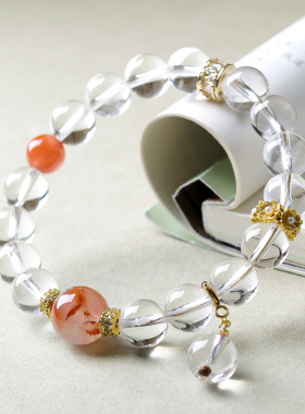 2026上新天然白水晶南红玛瑙新中式手链 原创文玩手串 一件代发