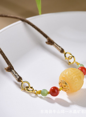 黄翡南红项链新中式手工编织百搭锁骨链亲人礼物网络爆款工厂直发