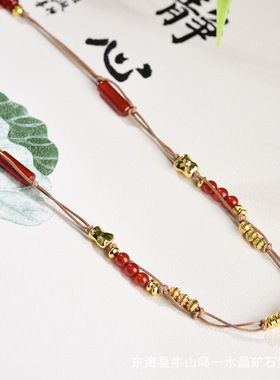 吊坠挂绳民族手工项链百搭玉坠编织绳手吊坠挂件唐卡文玩蜜蜡绳子